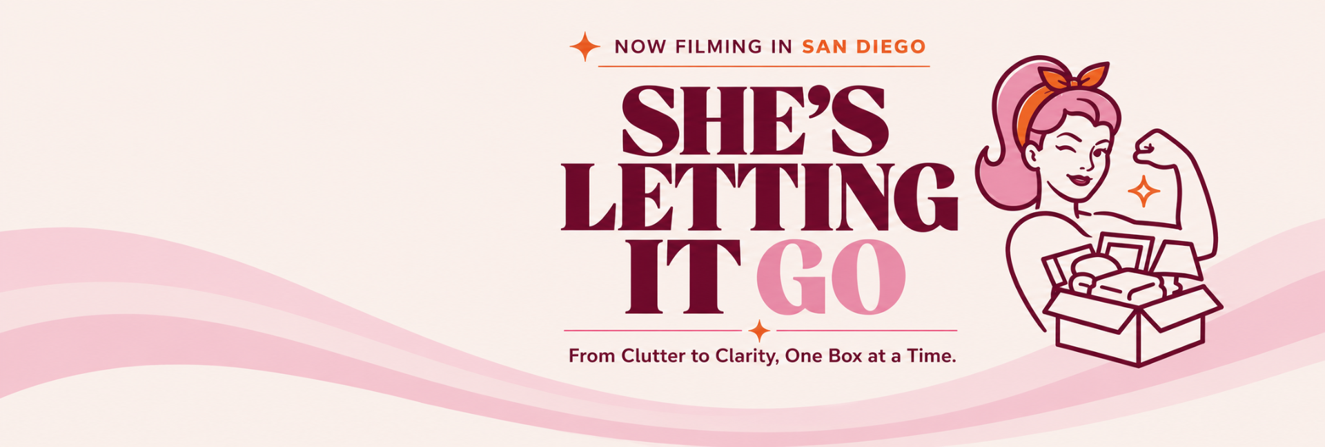 She's Letting It Go series logo with the tagline From Clutter to Clarity, One Box at a Time.